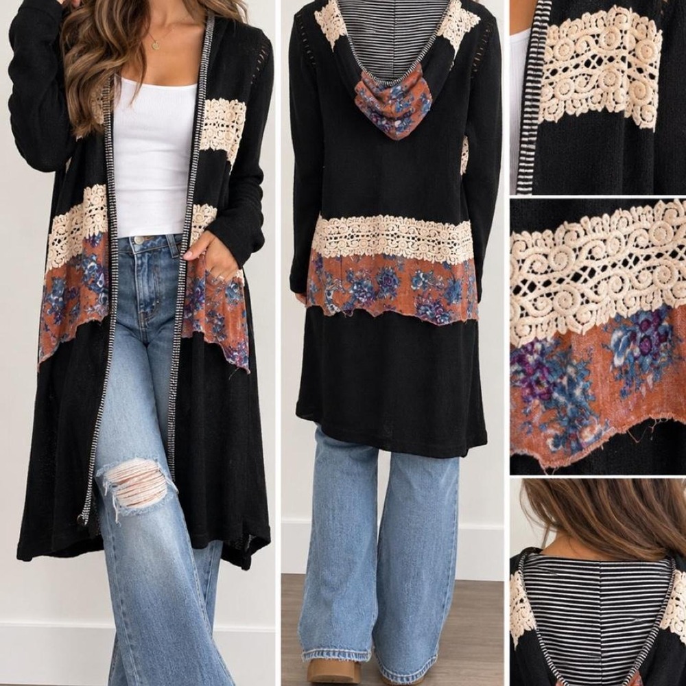 🖤 Gimmicks by BKE Boho Patchwork Cardigan